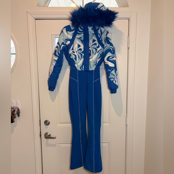 ASOS 4505 ski snow suit with blue swirl print size 0 - Picture 5 of 11